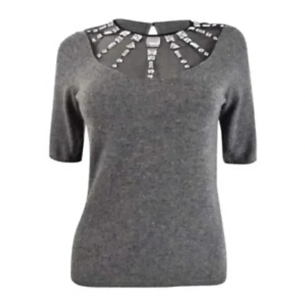 Sutton Studio Women's‎ Elbow Sleeve Top with Organza